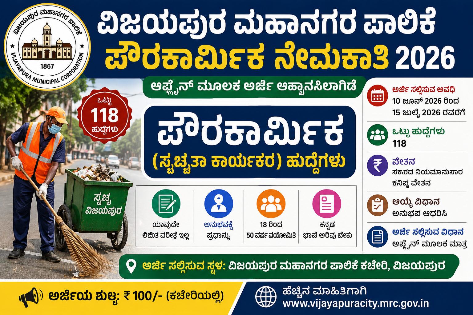 Vijayapura Municipal Corporation Recruitment 2026